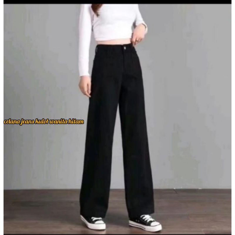 Celana jeans kulot wanita khusus warna hitam