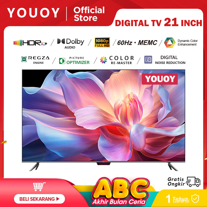 Terkini TV LED 21 Inch TV Digital 21 inch FHD 1080P Televisi Murah