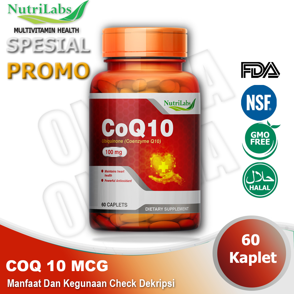 Nutrilabs CoQ10 UBIQUINONE COENZYME Q10 100mg Antioksidan Radikal Bebas Original Asli USA