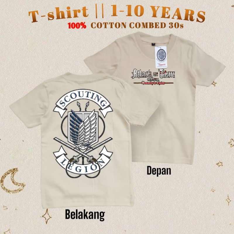 kaos anime Attack on Titan anak laki laki perempuan usia 1-10 tahun-baju anak wibu terbaru cetak sab