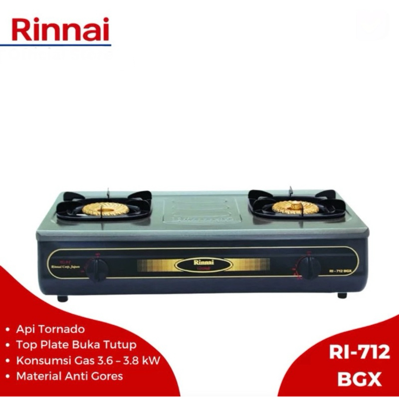 Kompor Gas Rinnai 2 Tungku RI-712 BGX Jumbo