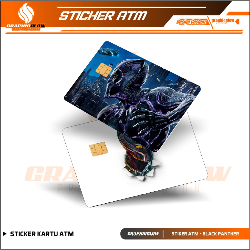 

STICKER PELINDUNG KARTU SKIN CARD ATM SIM KTP E-MONEY STIKER MOTIF BLACK PANTHER LEM KUAT ANTI GORES