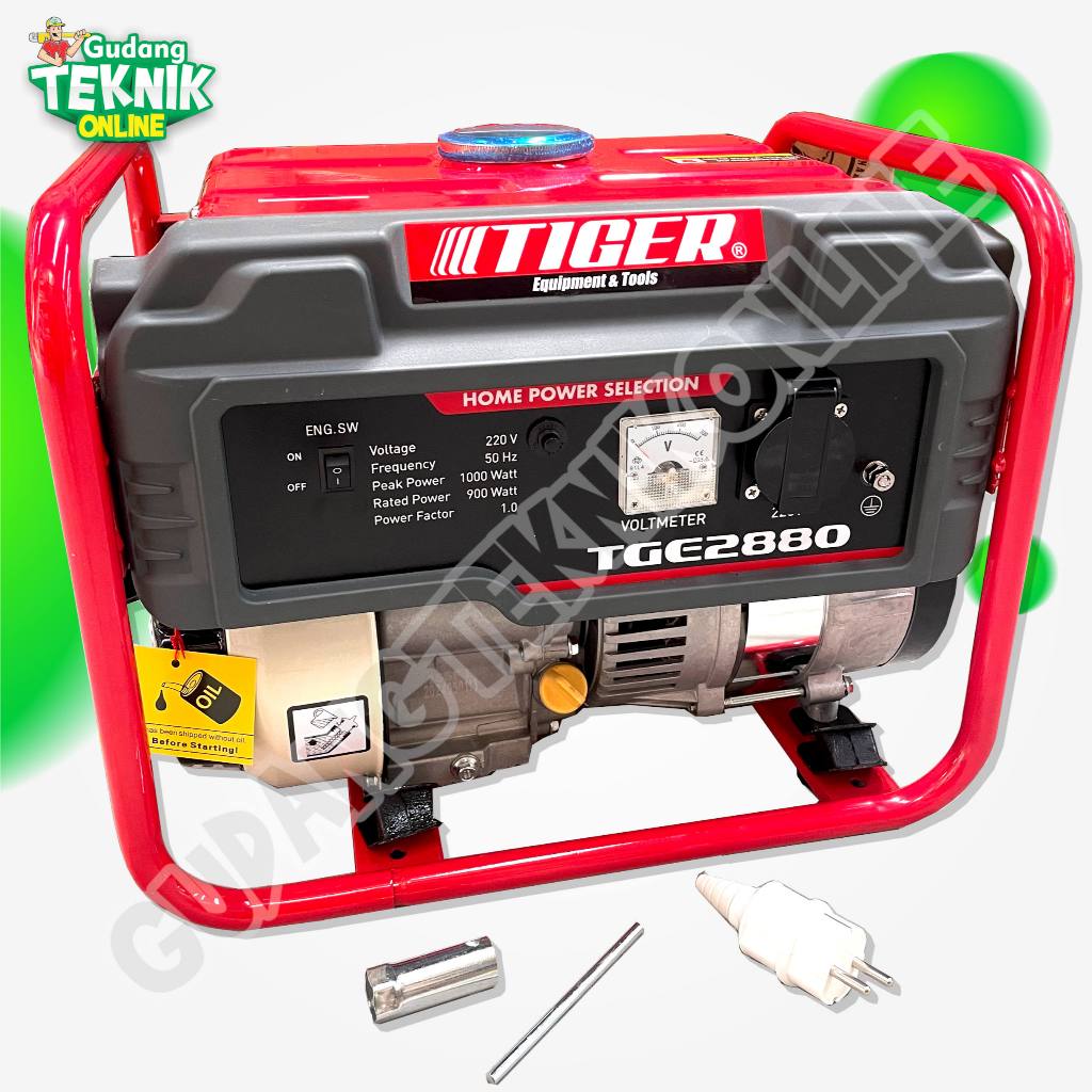 Tiger TGE2880 Genset 1000W TIGER TGE2880 NEW MODEL / Power Generator 1000 Watt Genset Listrik Bensin