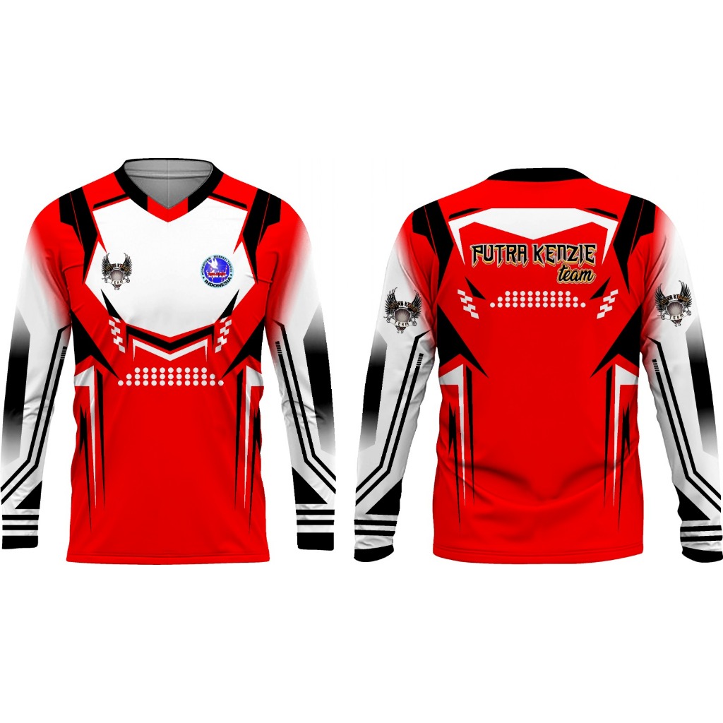 Kaos Jersey kerah lengan panjang full printing