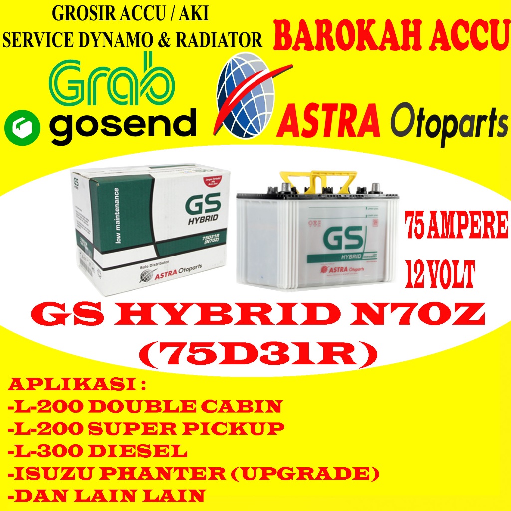 AKI GS HYBRID N70Z / 75D31R , 75 AH ASTRA OTOPARTS