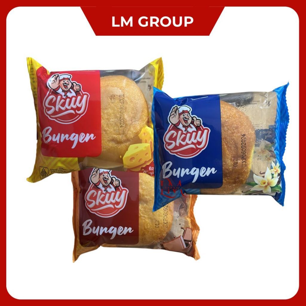 

[10 PCS] Roti Skuy Burger Lembut Rasa Keju/Cokelat/Vanilla @52gr