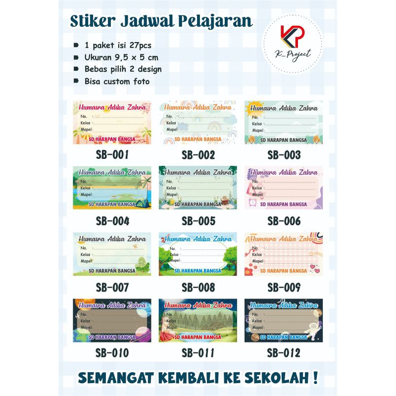

Sticker Nama Buku Pelajaran dan Sticker Jadwal Pelajaran