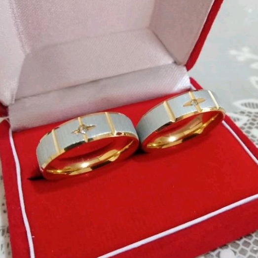Cincin Couple Kawin Cincin Tunangan Titanium Asli Perhiasan Anti Karat & Anti Pudar