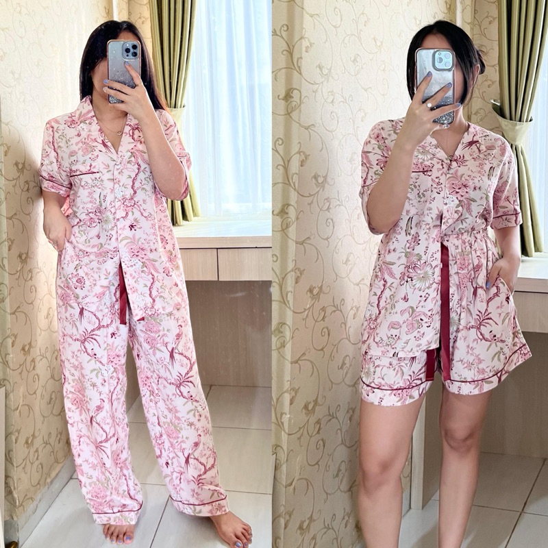 {BEST SELLER} WENGGO - LEONY & MILEYA SET ( DIOR PINK ) Piyama Wanita Rayon Premium Celana Panjang P