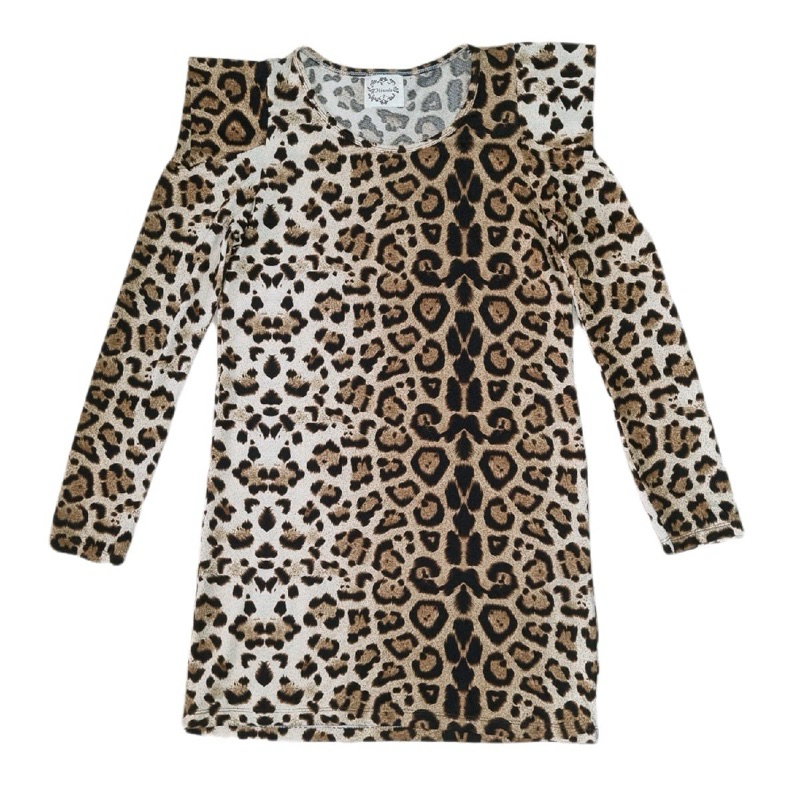 Dress wanita motif macan coklat