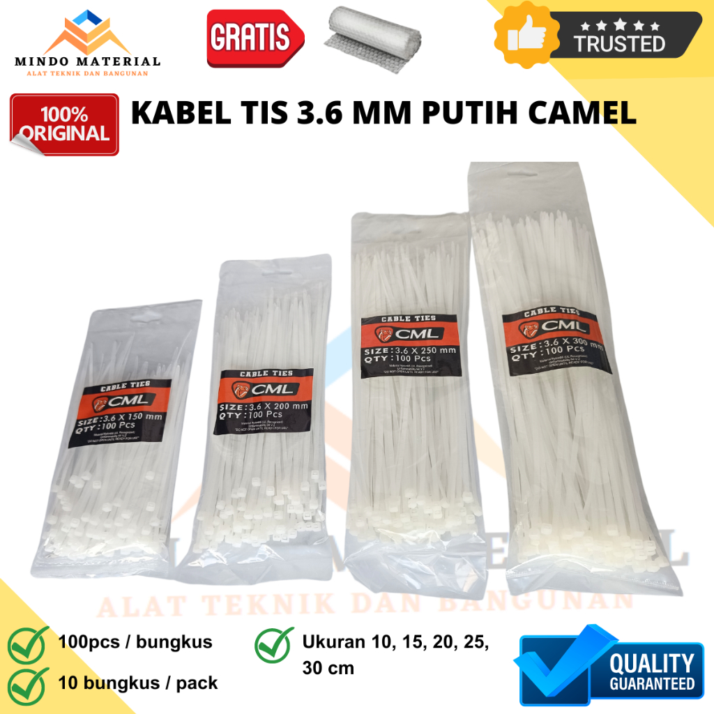 

Kabel Tali Tis Tie Ties 3.6 mm Putih 10 | 15 | 20 | 25 | 30 Cm