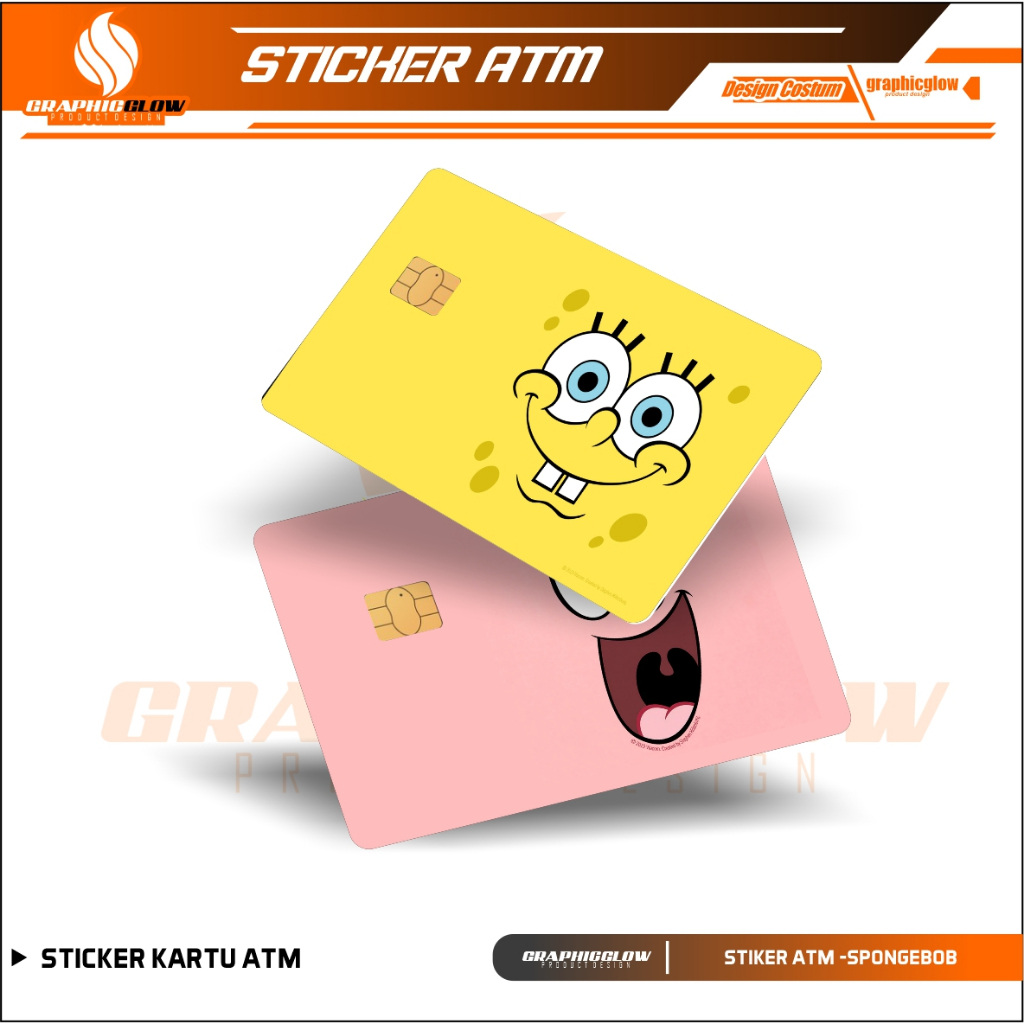 STICKER BIKINI BOTTOM PELINDUNG KARTU SKIN CARD ATM SIM KTP E-MONEY STIKER MOTIF SPONGEBOB PATRICK M