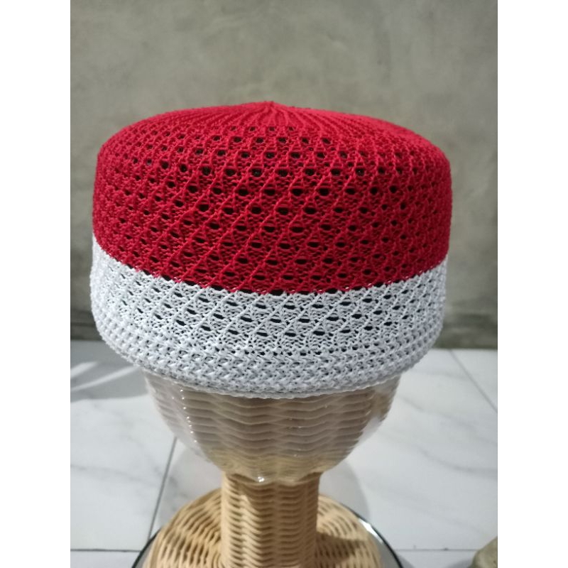 peci oval merah putih#peci abah aos#peci haji#peci oval#peci oval berkualitas#peci merah putih