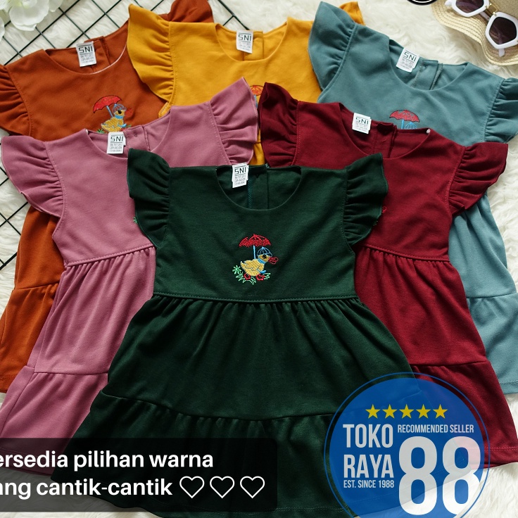 Ekstra SDRRF45 TOKO RAYA 88 Setelan Plain Dress Bayi 318 Bulan RED FOREST Polos Duck Bordir Baju Rok
