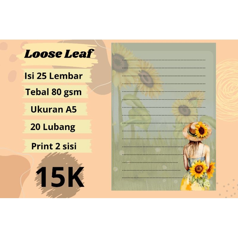 

Kertas Loose Leaf/ Kertas Binder Sunflower girl