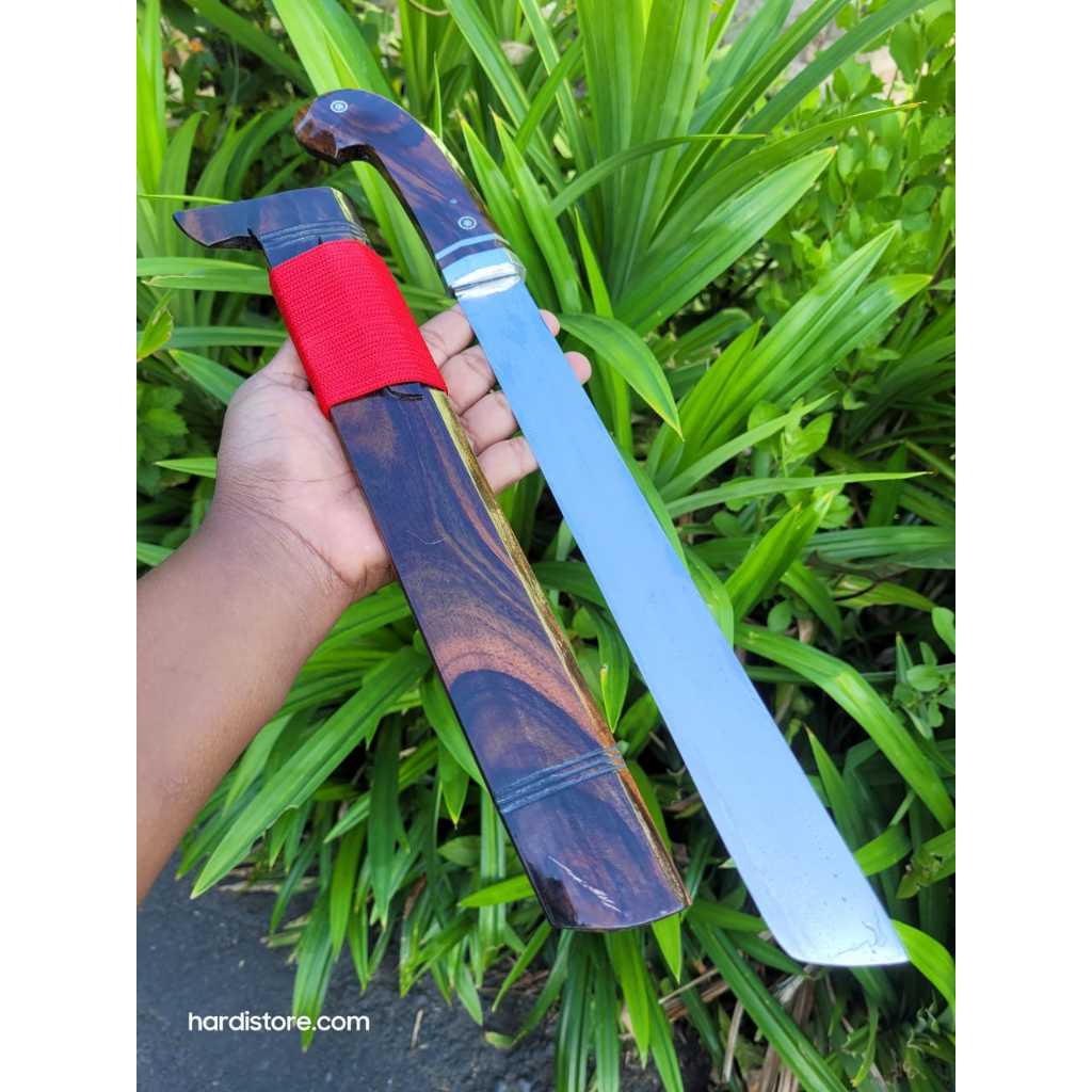 Pisau Sembelih 30 cm Baja Per Delman Mirror Polish, Sarung dan Handle Kayu Sonokeling