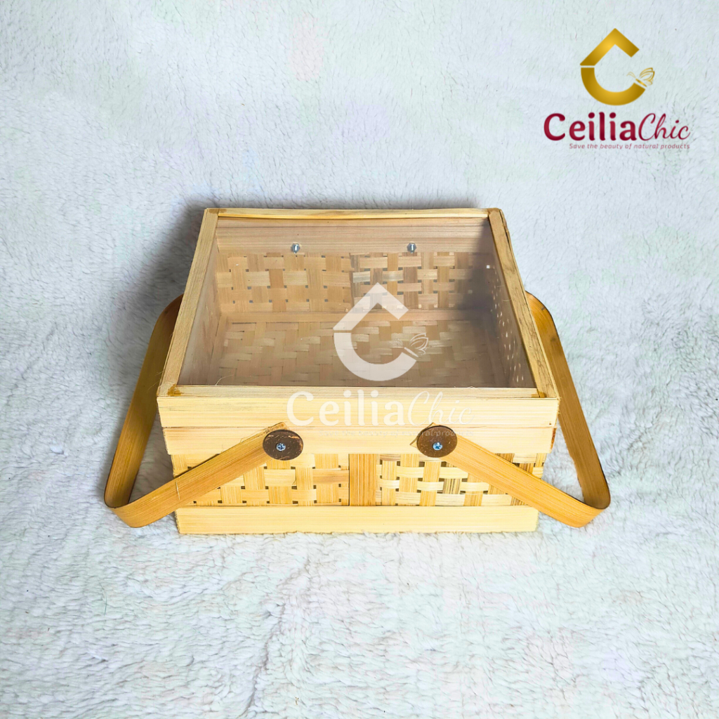 Rantang Bambu Mika Keranjang Bambu Hampers Box Kotak Hampers Seserahan Packaging Parcel Hantaran AA6