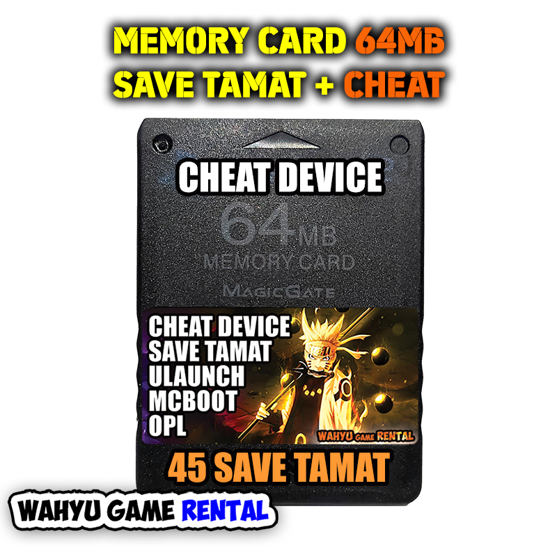 Memory Card PS2 45 Save Tamat 64MB + Cheat Device