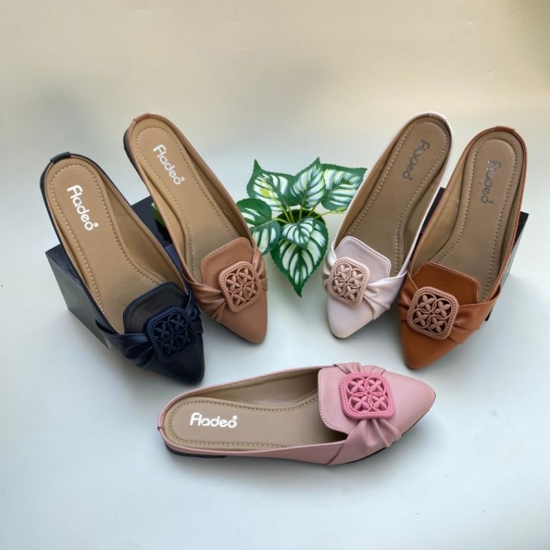 sandal flat wanita sendal slop tanpa hak bran matahari