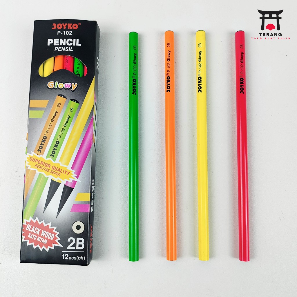 

1pak Pensil 2B Joyko 12 PCS P-102 Pencil Glowy Terang