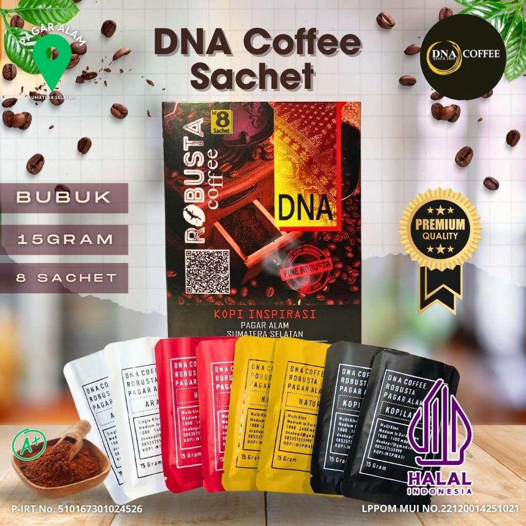 

SACHET 4 VARIAN | DNA COFFEE | KOPI PAGAR ALAM 100% Premium