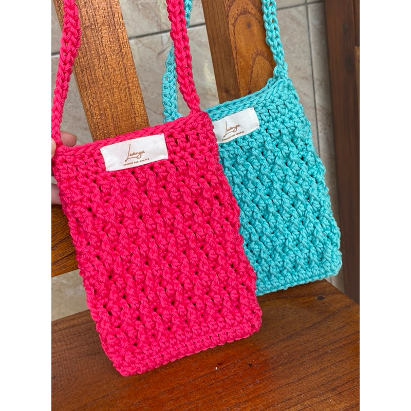 mesh phone crochet bag