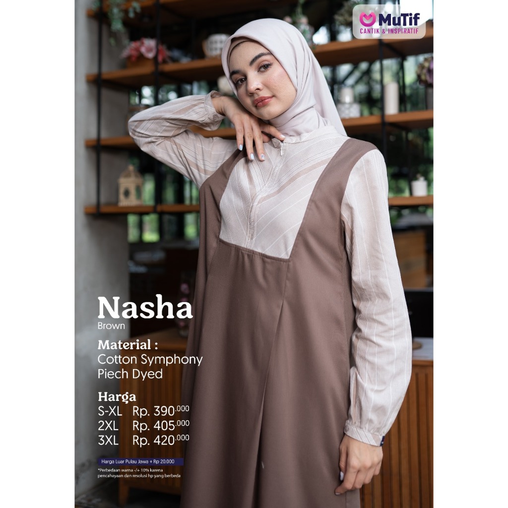 MUTIF GAMIS NASHA /GAMIS SIMPLE/ GAMIS BROWN/DRESS CASUAL