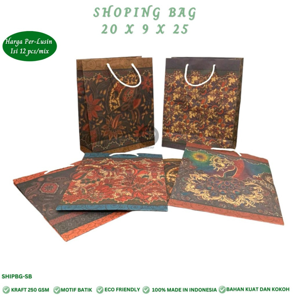 

Paper Bag Ukuran Small Batik Shopping Bag Small Kraft (Isi 12 Pcs-SHIPBG-SB)