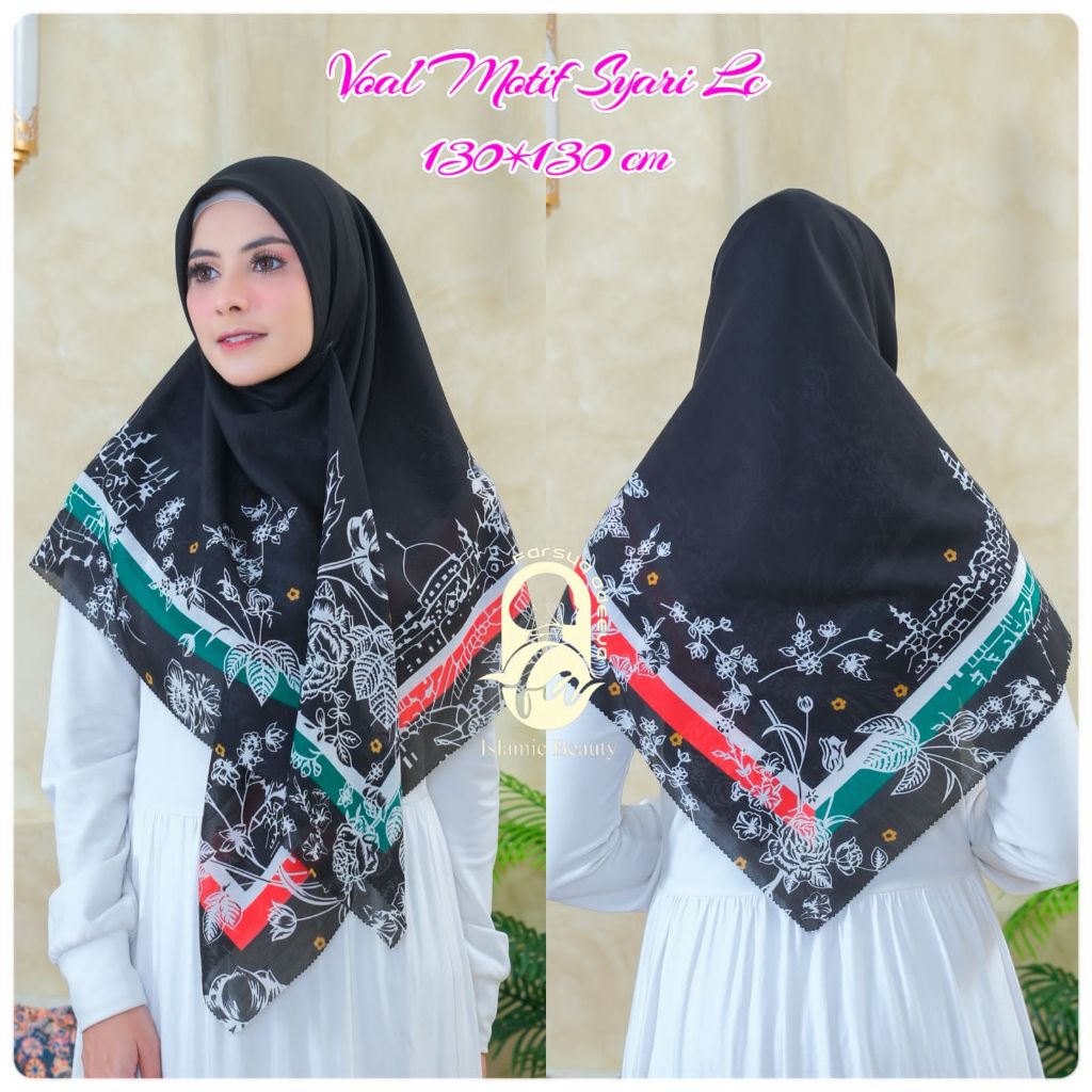 hijab segi empat voal 130 X 130 laser cut / Kerudung Segi Empat Motif