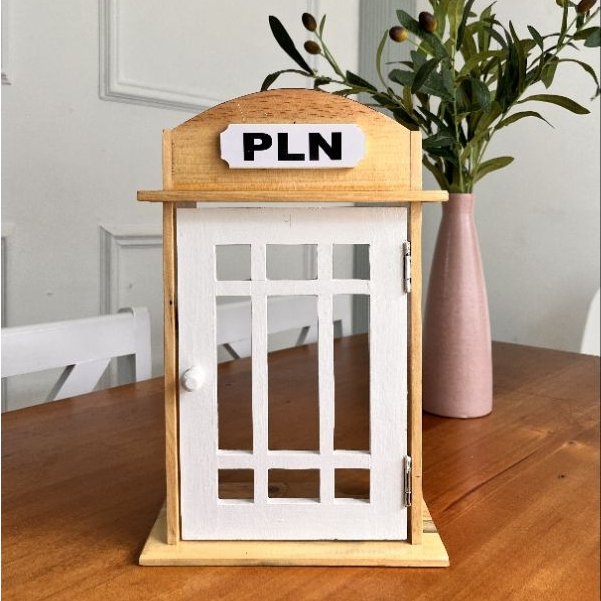 Kotak Box Tempat Listrik Token Kayu Hiasan Pajangan Dekorasi Ruangan Dinding Motif Telephone Shabby 