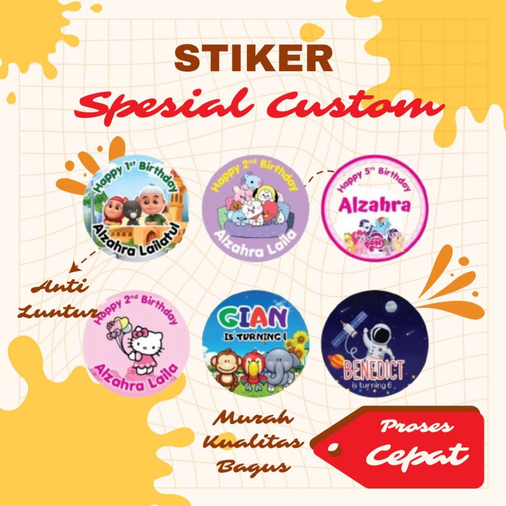 

(PAKET STIKER) Cetak Stiker Ulang Tahun Anak Custom