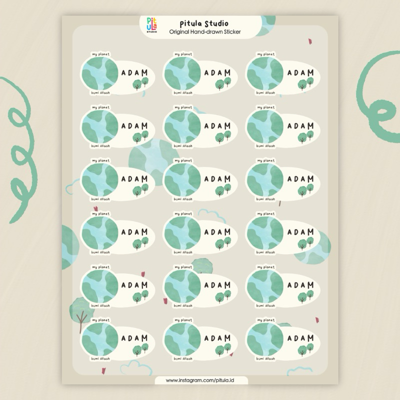 

Stiker Nama Waterproof - Earth (A6) by Pitula Studio