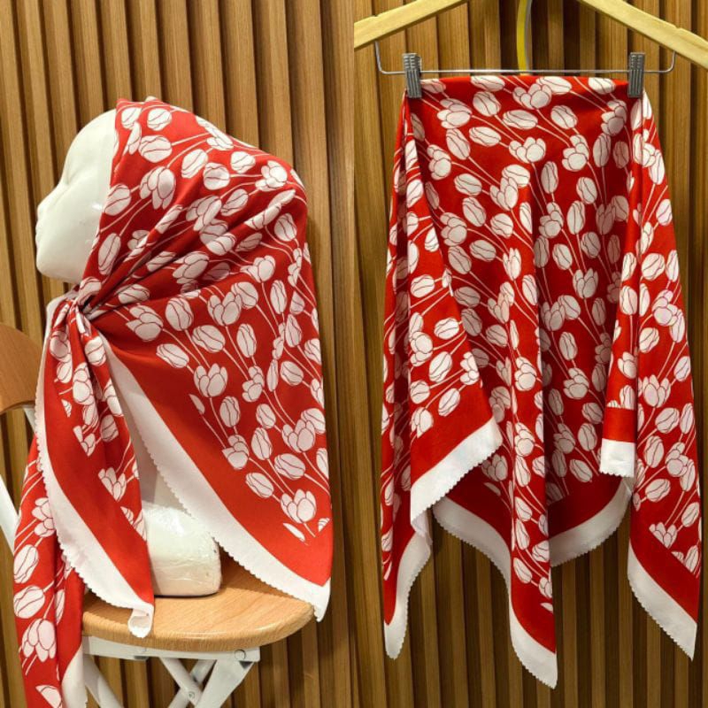 HIJAB SEGI EMPAT MOTIF JR MERAH PUTIH KEMERDEKAAN TERBARU 2024 VOAL SUBLIME ANTI LETOY MEWAH LASER C