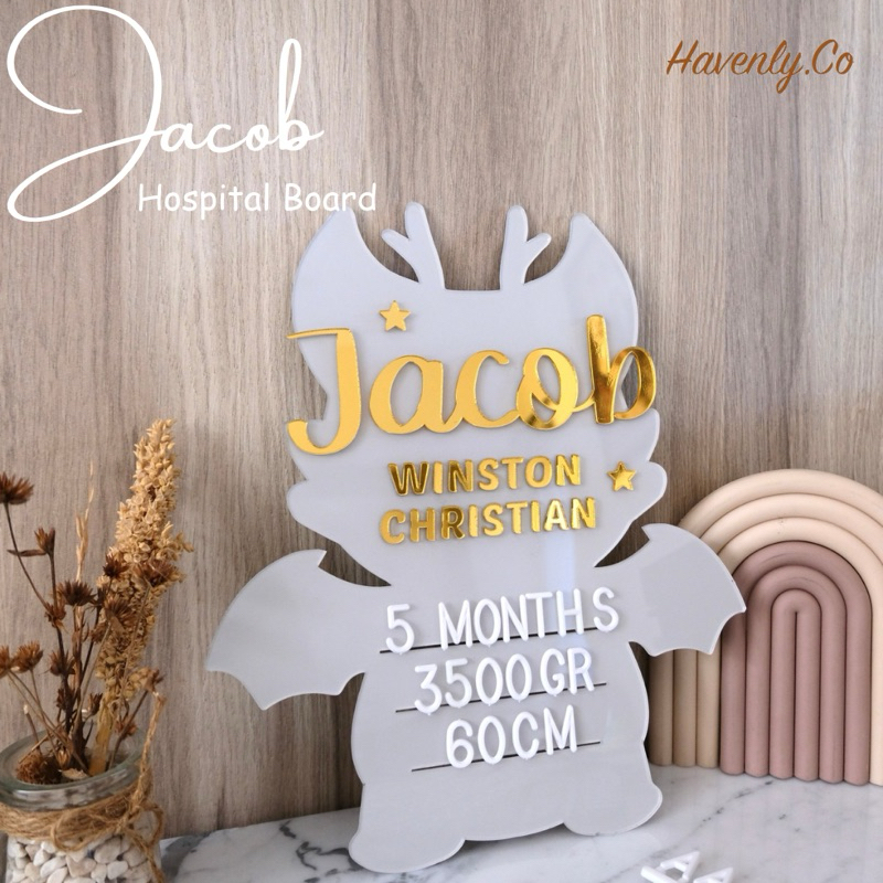 

JACOB Dragon Baby Board | Biodata Anak | Hospital Board Custom | Hospital Letter Board