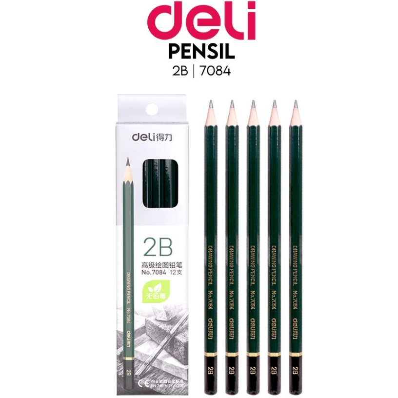 

Deli Graphite Pencil 2B\Pensil Kayu 2B Hitam Pekat 7084