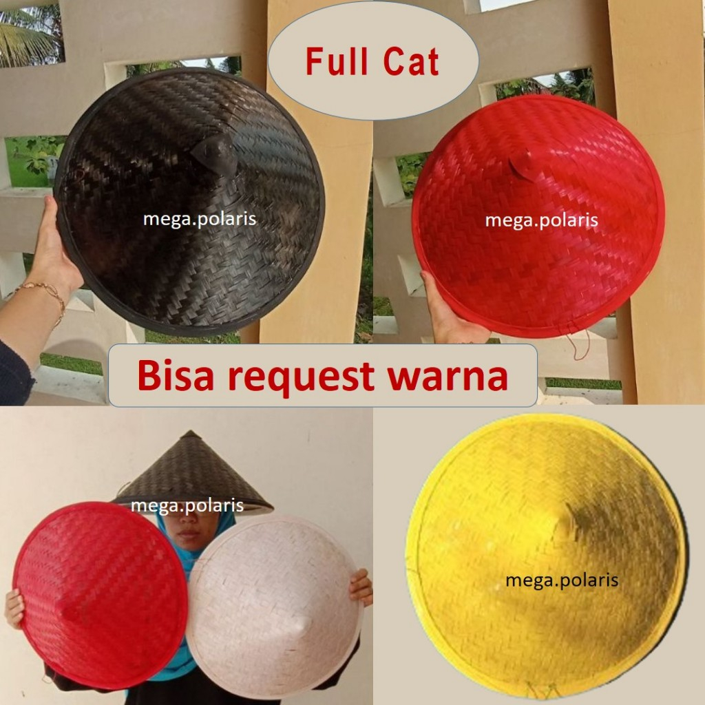 Topi Petani Polos / Caping Bambu Warna Untuk OSPEK PPSMB UGM UI UNS READY STOK | Free Tali Dagu