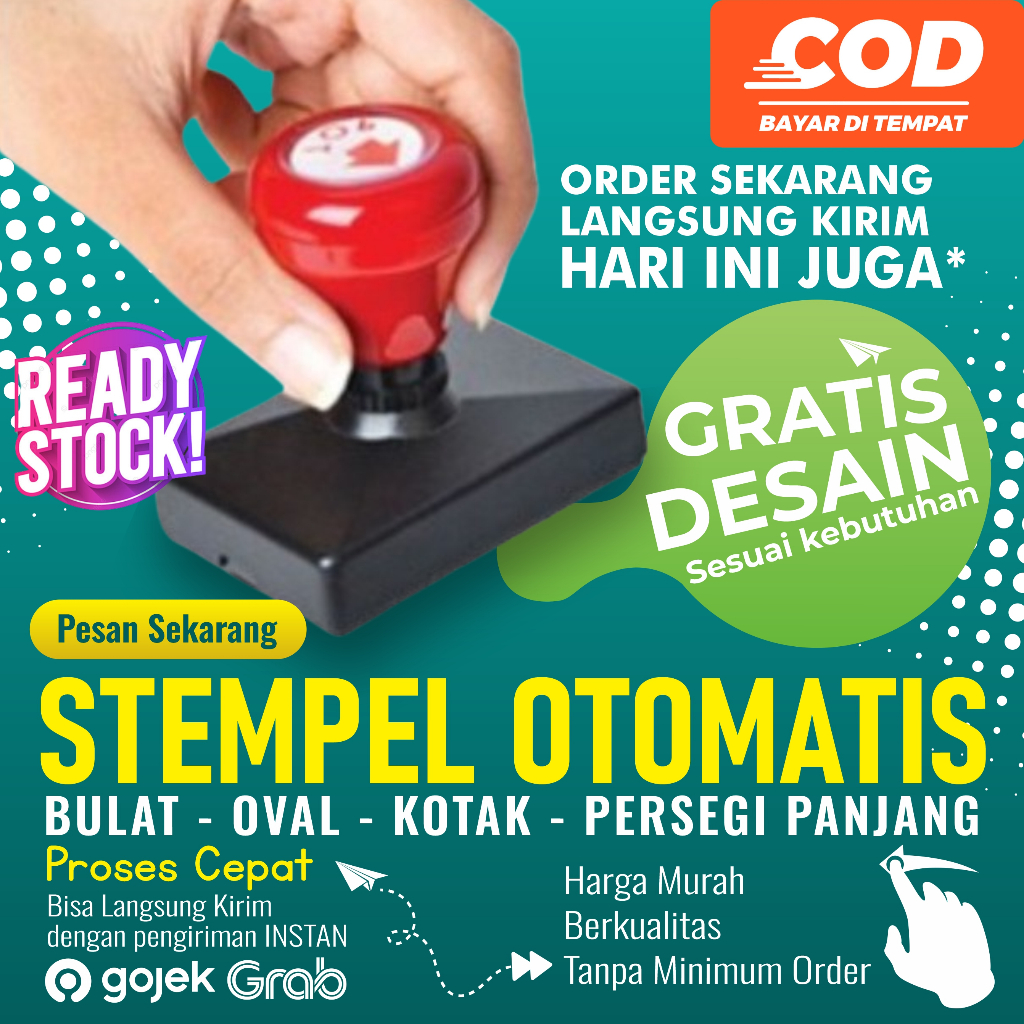 

Stempel Otomatis | Desain Bisa Custom | Ukuran Lengkap | Bisa 2 Warna | Ready Stock