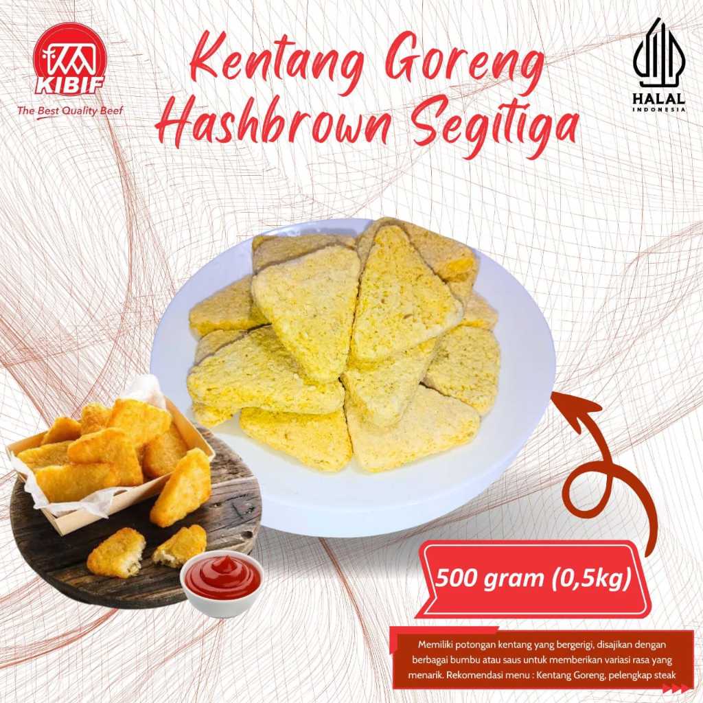 

Kentang Goreng Hashbrown Segitiga 500gr