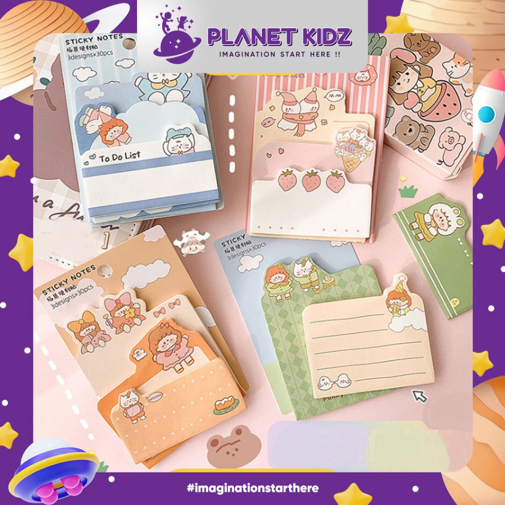 

PLANETKIDZ ATK18 Sticky notes 3in1 set daily life story Cute Cakep Trendy