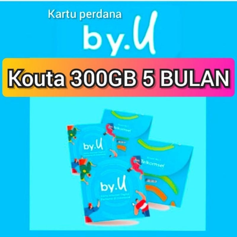 kartu perdana by.u unlimited Telkomsel 300gb.(6bulan)