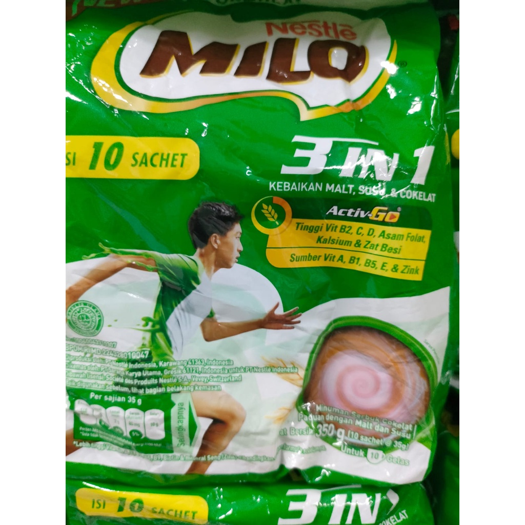 

MINUMAN BUBUK COKELAT NESTLE MILO 3-IN-1 ACTIVE GO SACHET 10'S X 35GR