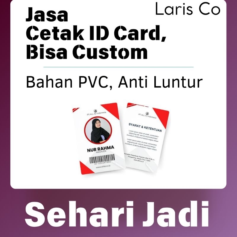 

CETAK/PRINT KARTU ID Card BAHAN PVC bisa CUSTOM