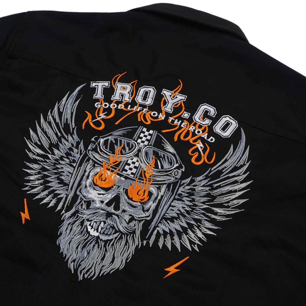 Troy Company Workshirt Workwear Engineers Black Skull - Kemeja Kerja Work Shirt Hitam WSD 2623