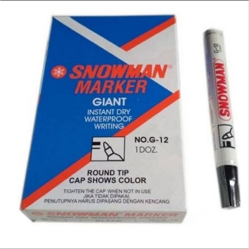 

Spidol Snowman Permanent Maker G12 Hitam (Isi 6pcs)