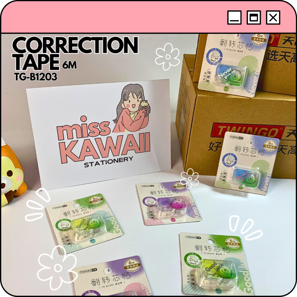 TWINGO Pita Koreksi Mini/ Correction Tape Compact/ Correction Pen/ Tipe X Rol/ Tip X / Tipe Ex/ 6M T