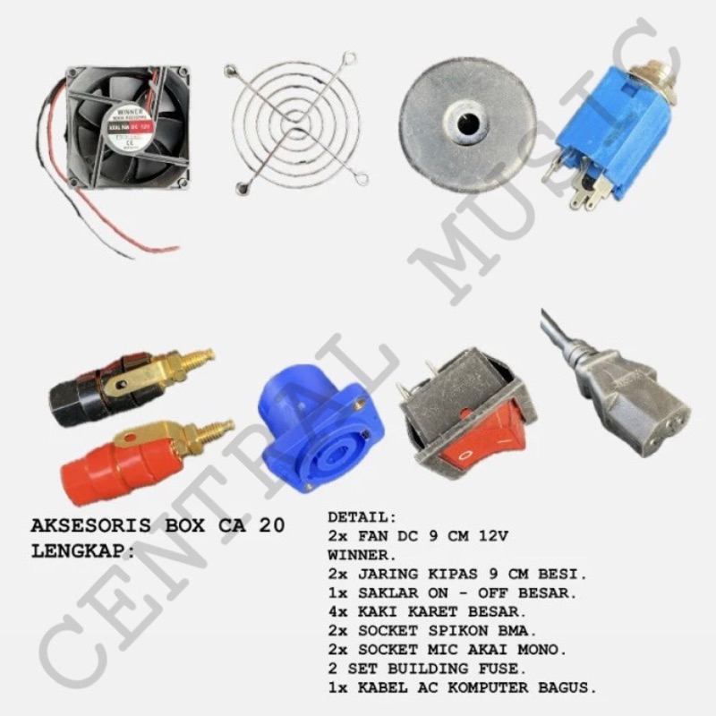 AKSESORIS KELENGKAPAN BOX CA-20 FULL AKSESORIS LENGKAP SIAP PAKAI