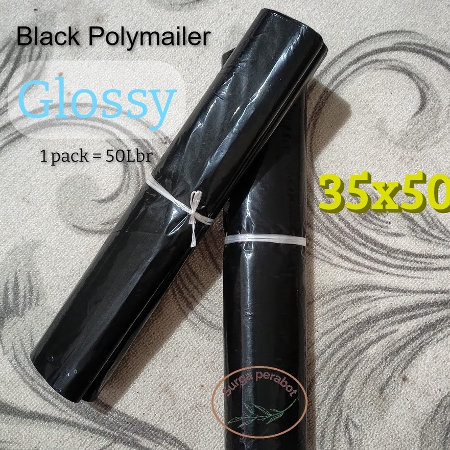 

murah POLYMAILER 35x5 HITAM POLOS GLOSSY POLIMAILER PLASTIK AMPLOP PACKING OLSHOP