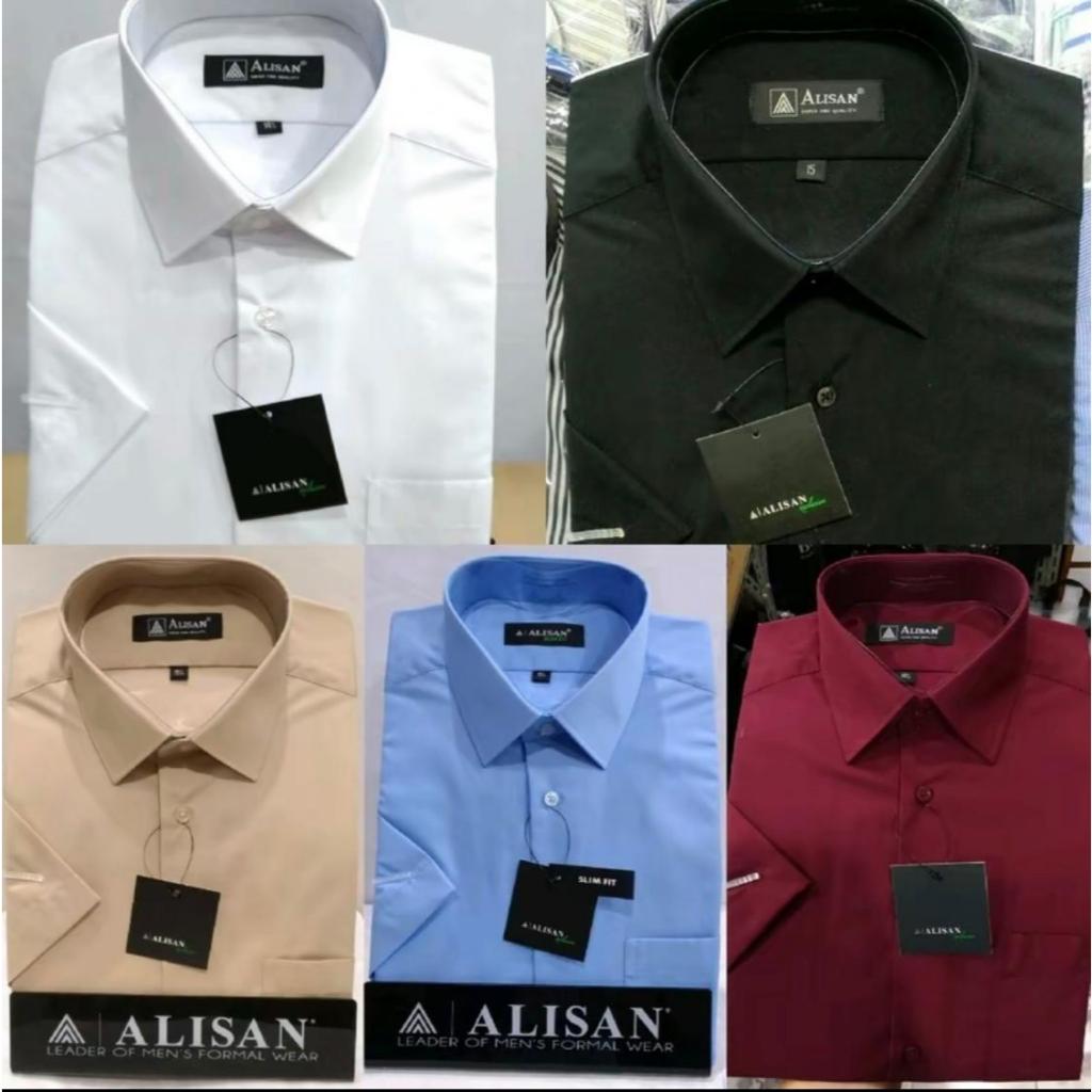 ALISAN Kemeja Pria SLIM FIT Lengan Panjang Original Polos Baju Atasan Kerja Cowo Alisan Formal Hem H