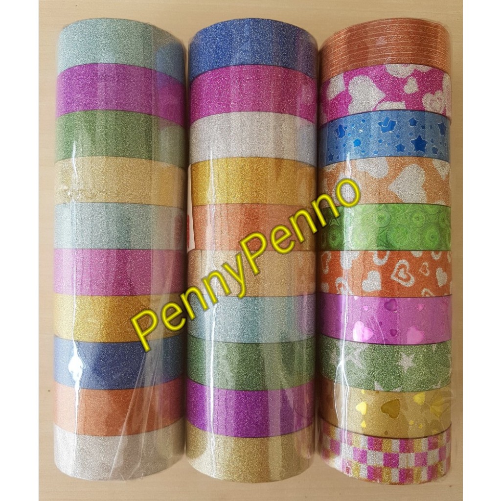 

Isolasi Solatif Unik Lucu / Isolasi Bening Gold Tape / Isolasi Motif Glitter Kreasi