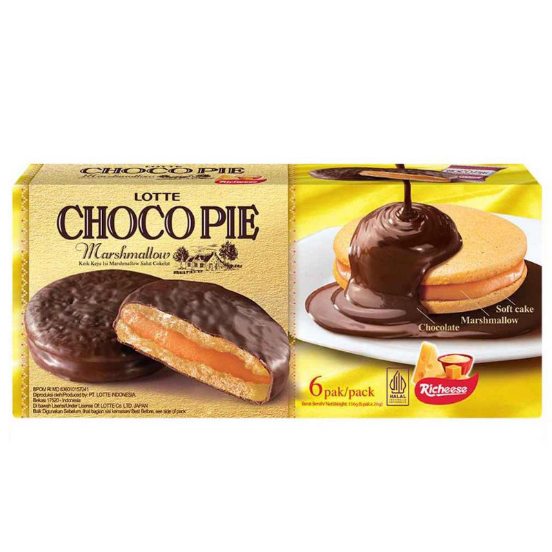 

Lotte Choco Pie Marsmallow 6'S Cheese 156G-Biskuit coklat-Snack-Murah